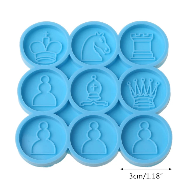 9 Pcs International Chess Piece Epoxy Resin Mold DIY Crafts Casting Tool Chessman Toy Silicone Mould