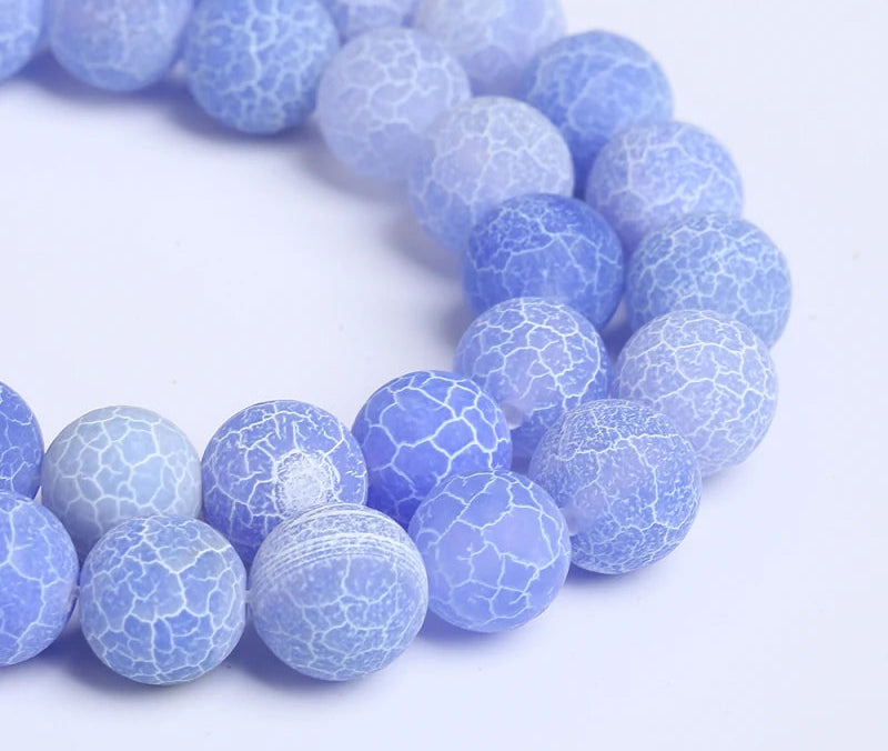 4-12mm Natural Matte Frost Cracked Agates Beads Dragon Veins Agates Loose Beads For Jewelry Making DIY Bracelets Various Colors