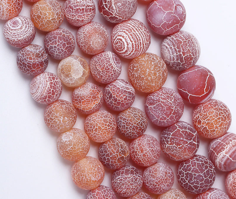 4-12mm Natural Matte Frost Cracked Agates Beads Dragon Veins Agates Loose Beads For Jewelry Making DIY Bracelets Various Colors