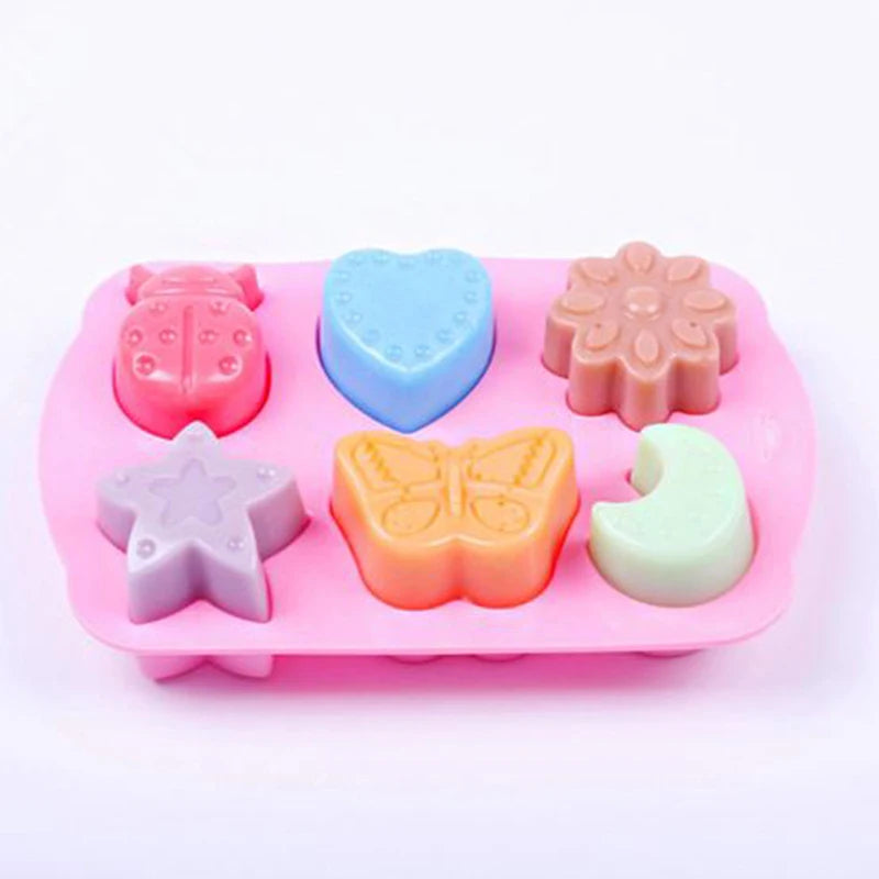 6 Different Shapes DIY Handmade Silicone Soap Mold Chocolate Biscuit Fondant Cake Creative Production Template Free Shipping