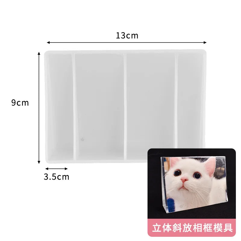 DIY Crystal Epoxy Resin Mold Mirror Jewelry Ornaments Multi-Specification Size Love Rectangle Photo Frame Silicone Mold