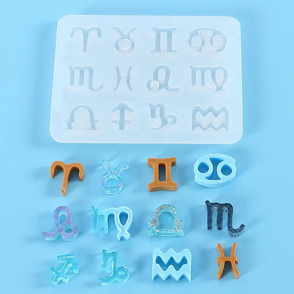 12 Horoscopes Silicone Casting Molds Jewelry Tools For DIY Resin Horoscopes Pendants Keychain Uv Epoxy Art Craft Handmade Making