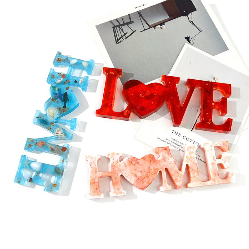 DIY English Word Combination Resin Mold HOME FAMILY LOVE Word Crystal Silicone Mold For Resin