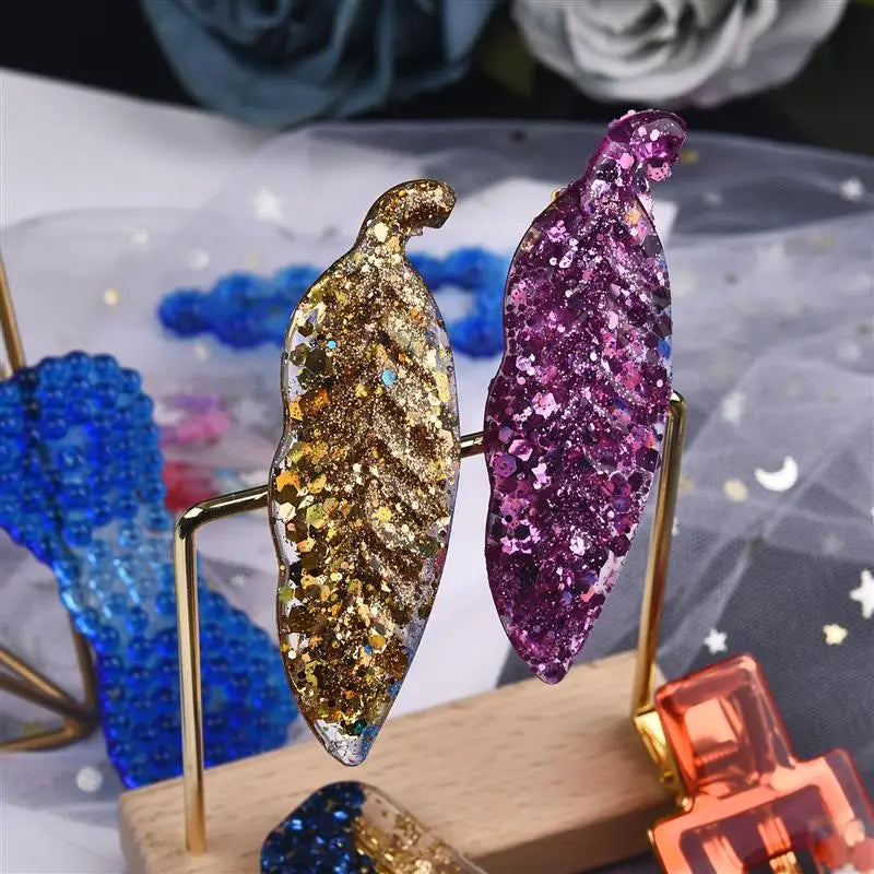 DIY Epoxy Resin Hair Clip Hairpin Silicone Mold Handmade Crystal Resin Casting Molds Resin Jewelry Making Resin Casting Moulds