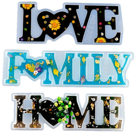 DIY English Word Combination Resin Mold HOME FAMILY LOVE Word Crystal Silicone Mold For Resin