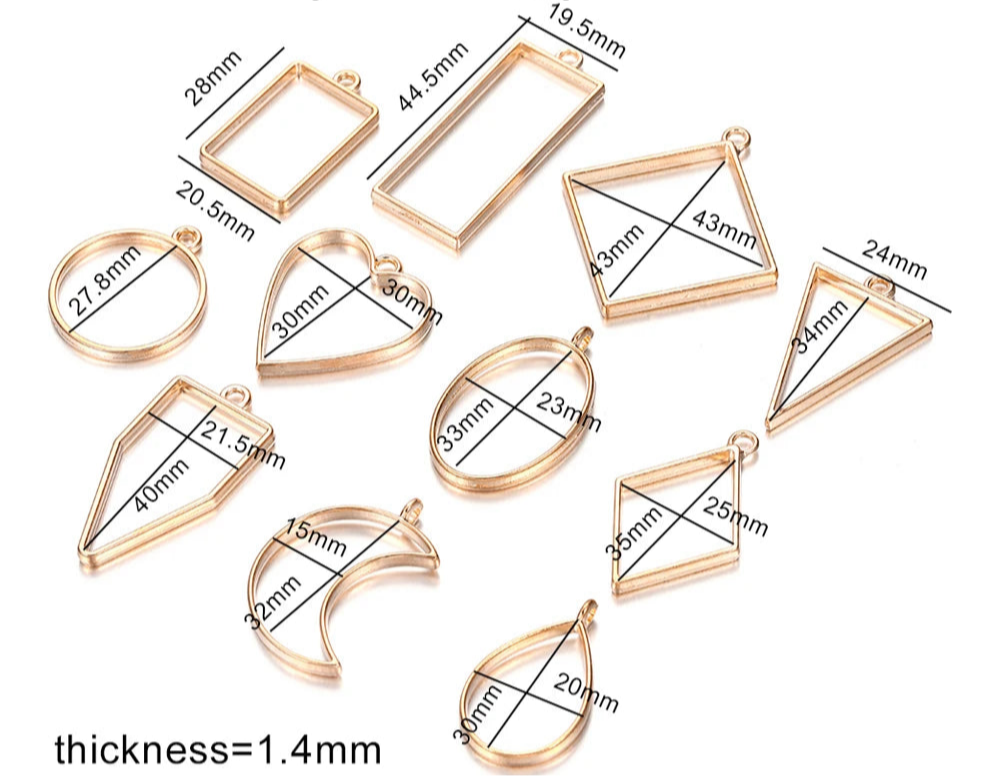 11-22Pcs Metal Geometric Hollow Frame Bezel Border Molds UV Epoxy Resin Molds For DIY Jewelry Making Findings Round Pendants