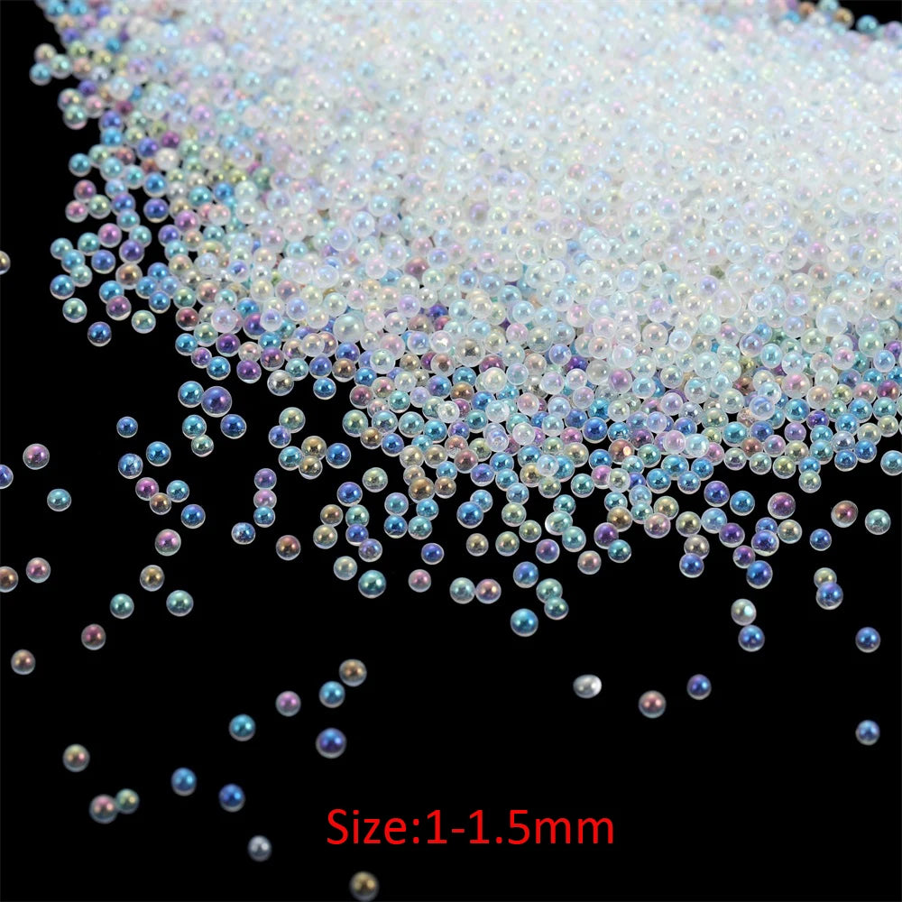 10/20g 0.4-3mm Mini Bubble Ball Beads Tiny Glass Bead Resin Filling for Silicone Mold UV Resin Epoxy Filler DIY Nail Art Decor