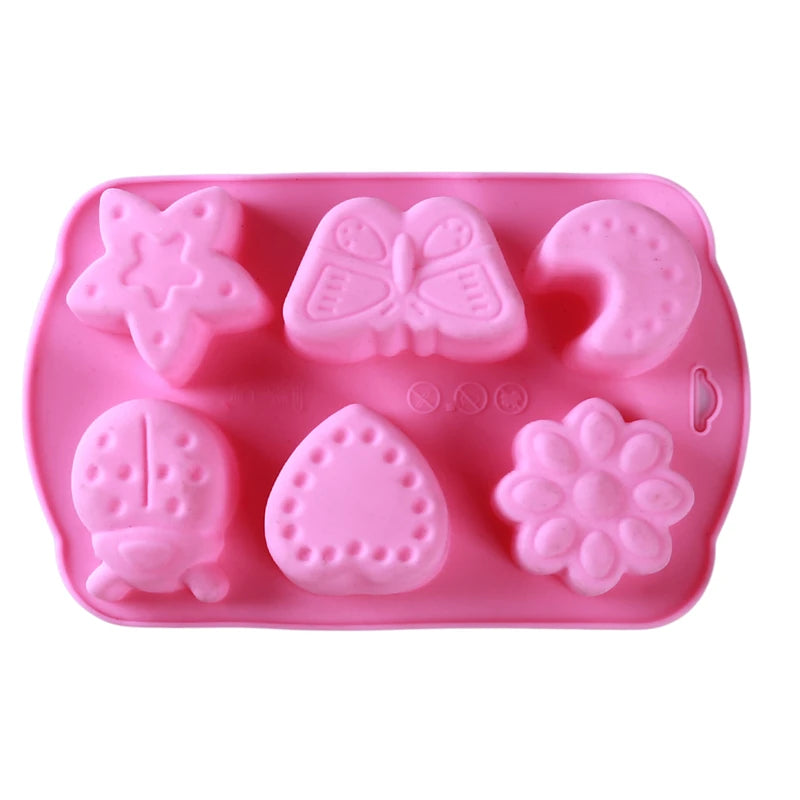 6 Different Shapes DIY Handmade Silicone Soap Mold Chocolate Biscuit Fondant Cake Creative Production Template Free Shipping