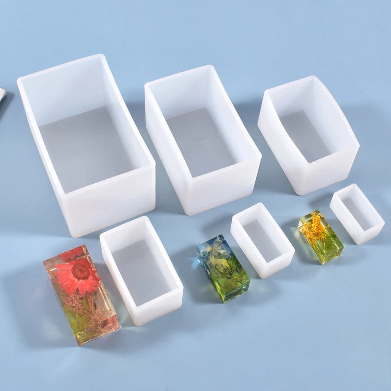 Cuboid Cube Resin Mold Crystal Epoxy Silicone Mold DIY Jewelry Pendant Storage Tray Mold Square Rectangular Casting Accessories