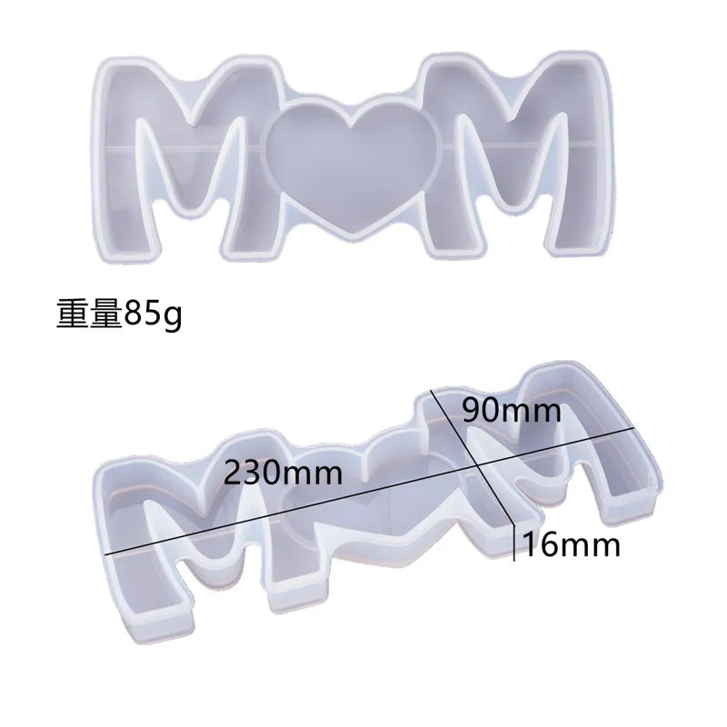 DIY Crystal Epoxy Resin Mold Mother's Day Love Mother English Letter Holiday Love Mirror Silicone Mold For Resin