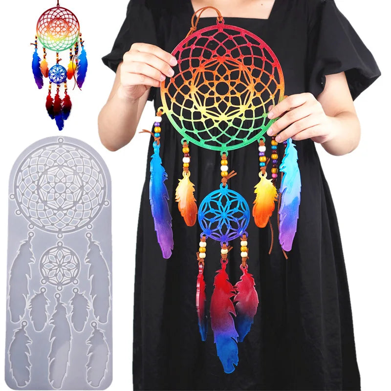 Dream Catcher Wall Decoration Mirror Silicone Mold Epoxy Resin Crystal mold for DIY Craft Handmade Dreamcatcher Mould