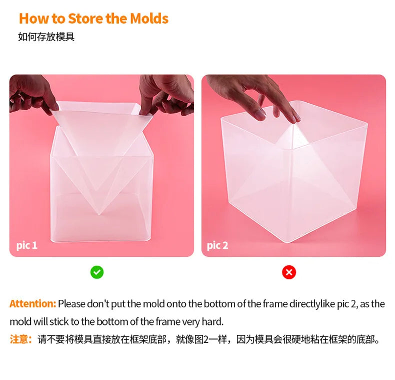 15Cm Large Pyramid Silicone Mold with Fixed Frame for DIY Crystal Uv Epoxy Jewelry Decoration Tools for Resin