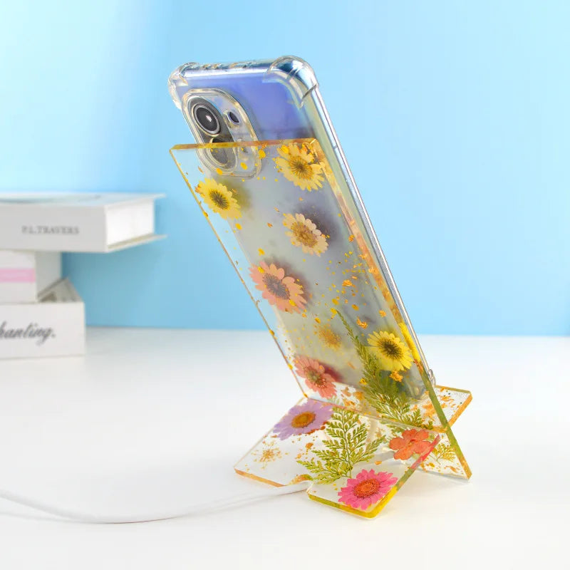 DIY Crystal Epoxy Resin Mold Simple Mobile Phone Holder Decoration Simple Universal Swing Table Silicone Mold