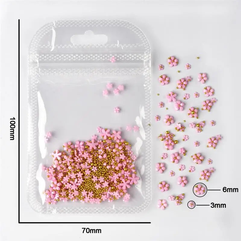 1pack Acrylic Flower Resin Filling For Epoxy Resin Mold Filler Nail Art Decoration Mixed Size Flower With Beads Jewelry Filling