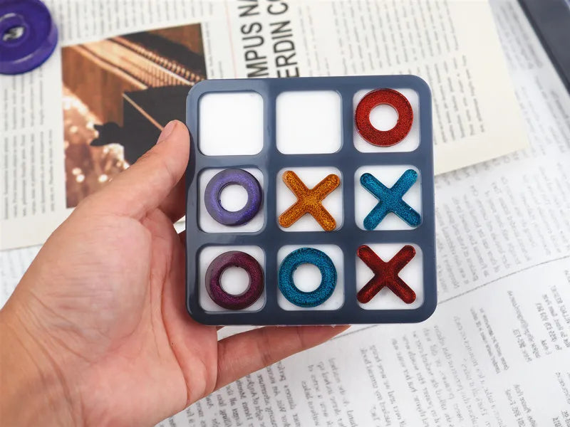 DIY Tic-tac-toe Crystal Epoxy Resin Mold OX Chess Game Mirror Silicone Mold