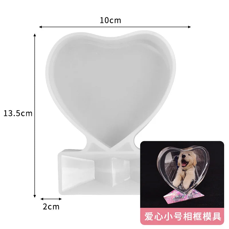 DIY Crystal Epoxy Resin Mold Mirror Jewelry Ornaments Multi-Specification Size Love Rectangle Photo Frame Silicone Mold