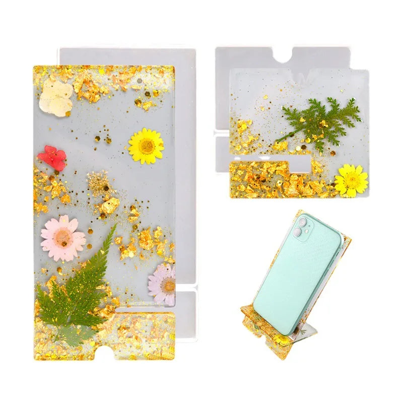 DIY Crystal Epoxy Resin Mold Simple Mobile Phone Holder Decoration Simple Universal Swing Table Silicone Mold