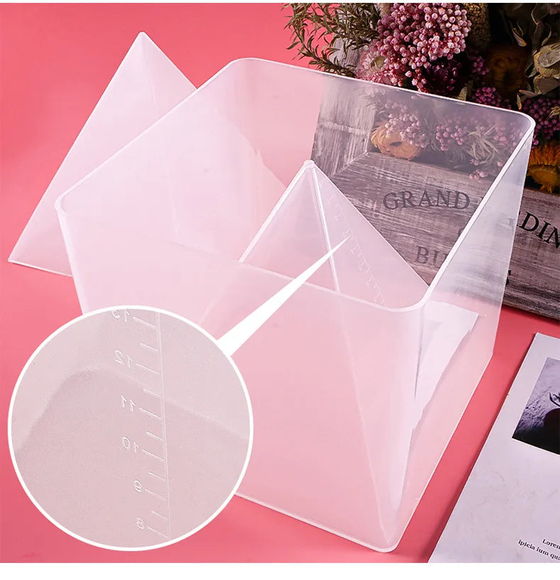 15Cm Large Pyramid Silicone Mold with Fixed Frame for DIY Crystal Uv Epoxy Jewelry Decoration Tools for Resin