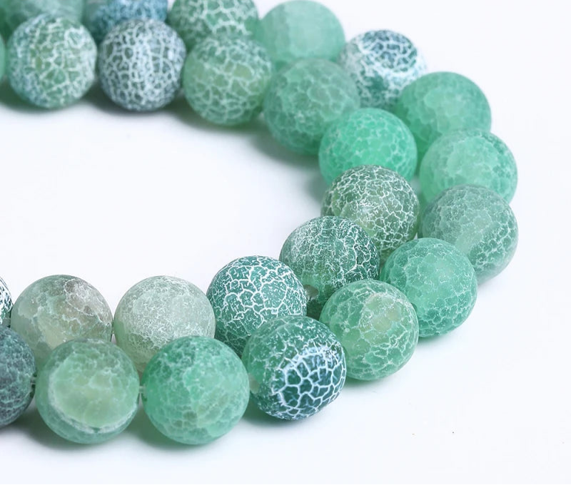 4-12mm Natural Matte Frost Cracked Agates Beads Dragon Veins Agates Loose Beads For Jewelry Making DIY Bracelets Various Colors