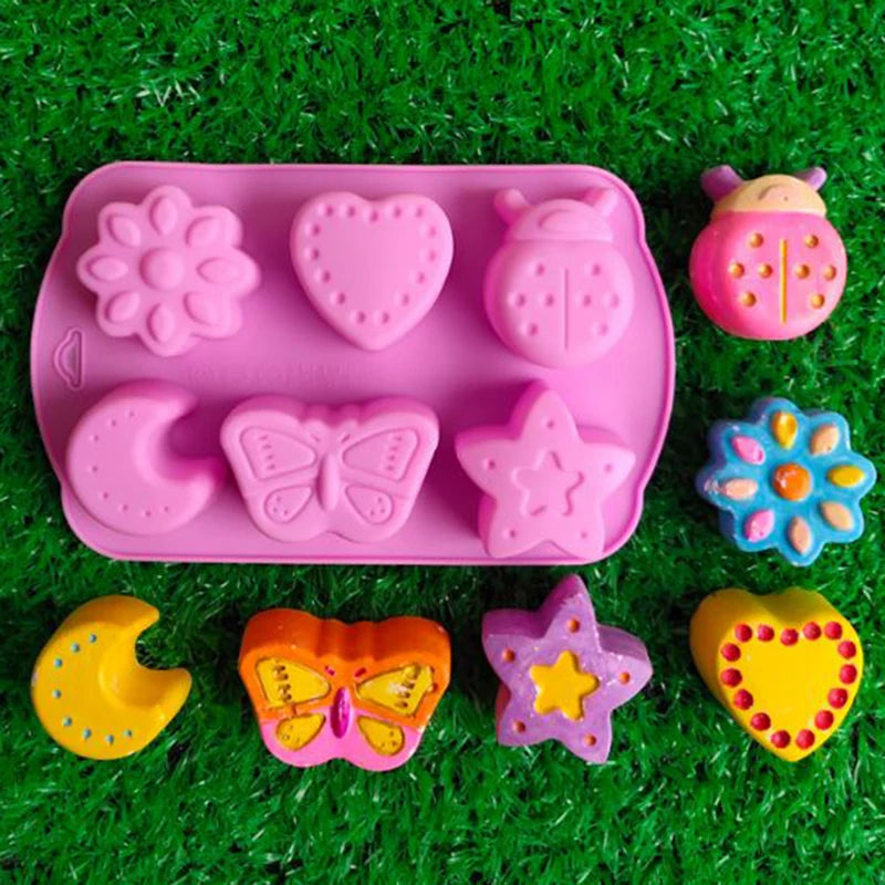 6 Different Shapes DIY Handmade Silicone Soap Mold Chocolate Biscuit Fondant Cake Creative Production Template Free Shipping