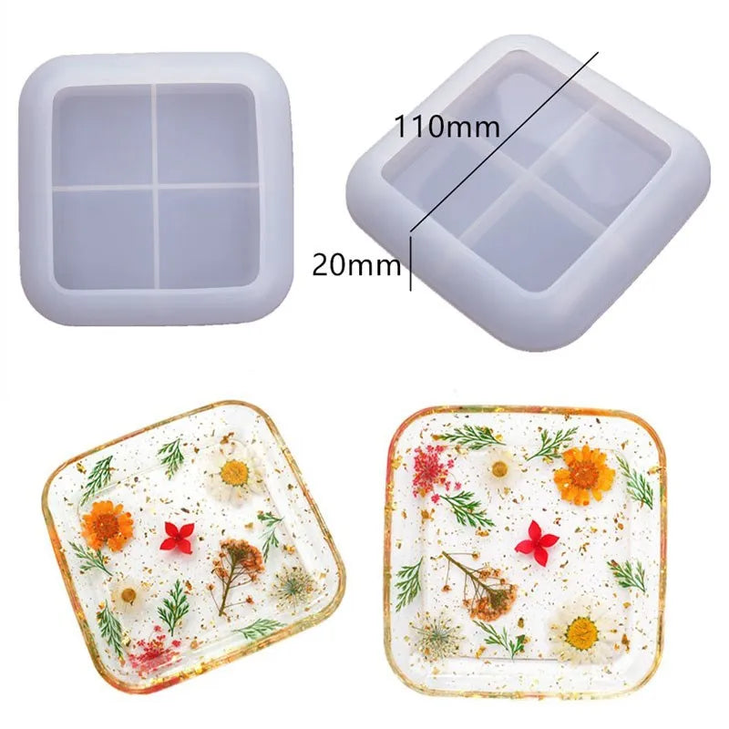 DIY Crystal Silicone Mold Three-layer Fruit Plate Tea Plate Disc Epoxy Resin Molds Cup Pad Mould For Resin Art Home Decoration