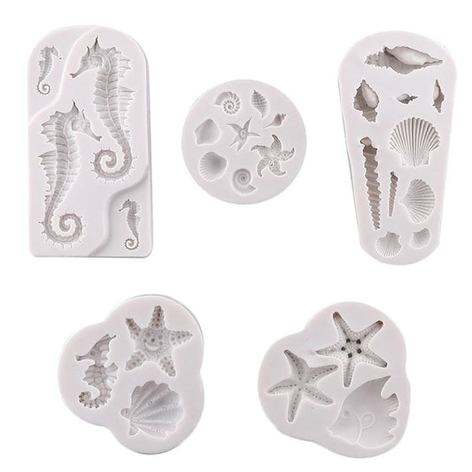 2021 New Sea Animal Mold DIY Seahorse Sea Star Shell Fudge DIY Chocolate Silicone Mold Cake Decor Accessories Epoxy Resin Mold