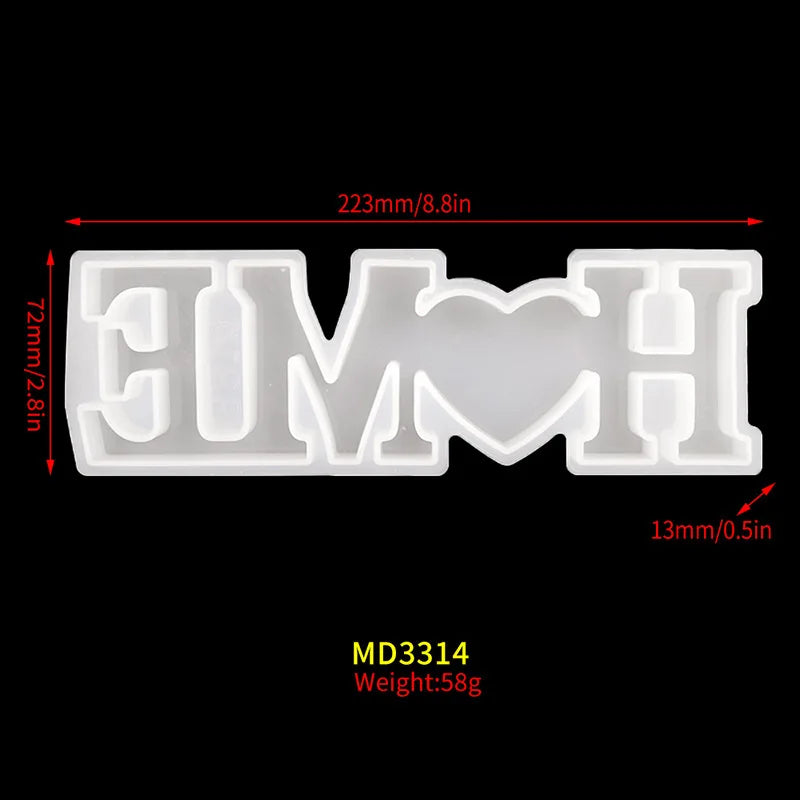 DIY English Word Combination Resin Mold HOME FAMILY LOVE Word Crystal Silicone Mold For Resin