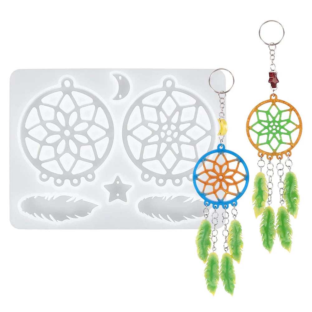 DIY Dreamcatcher Crystal Epoxy Resin Mold Pendant Earrings Silicone Mold For Jewelry Making