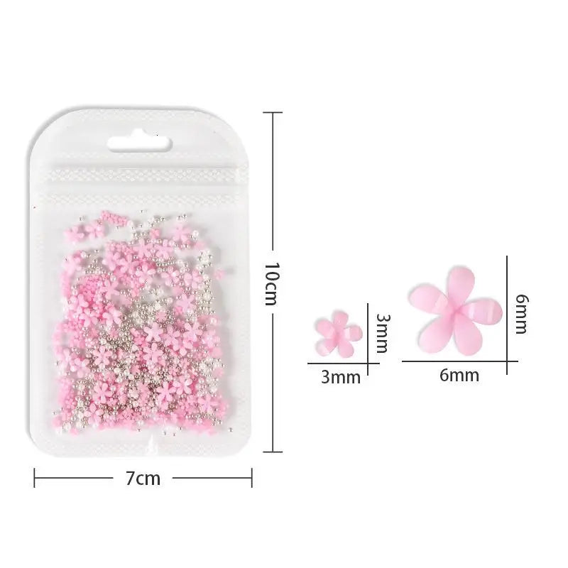 1pack Acrylic Flower Resin Filling For Epoxy Resin Mold Filler Nail Art Decoration Mixed Size Flower With Beads Jewelry Filling