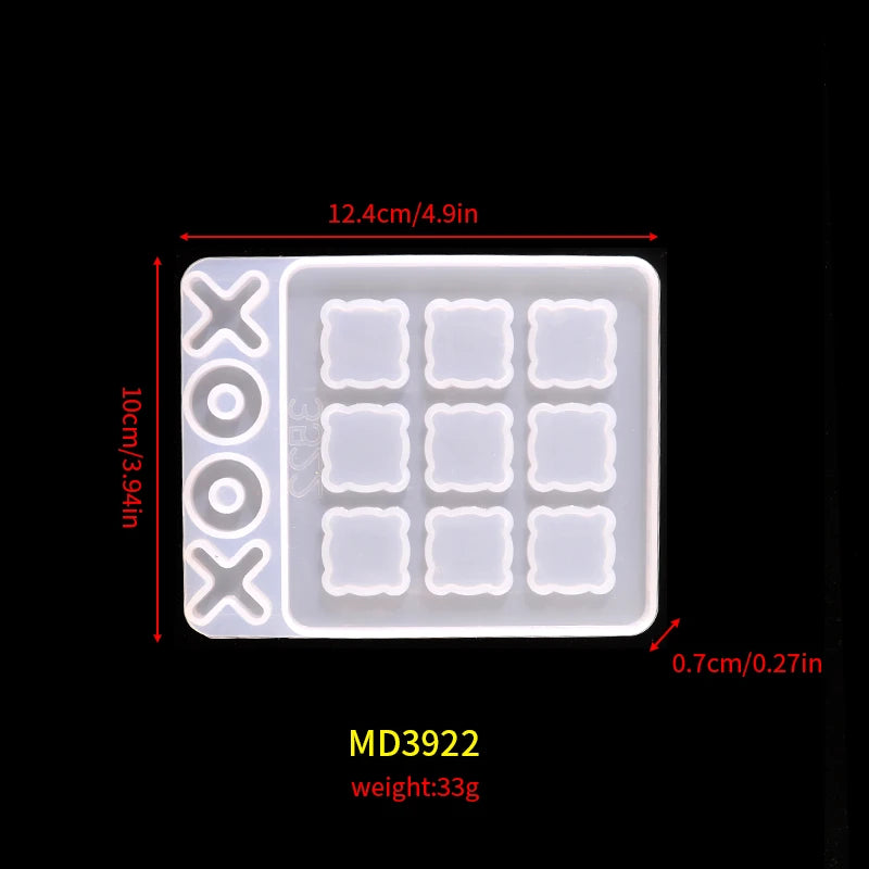 DIY XO Chess Game Classic Silikon Form Molde Resina Epoxi Tictactoe Board Mould Resin Mold Silcone For Parent-Child Interaction