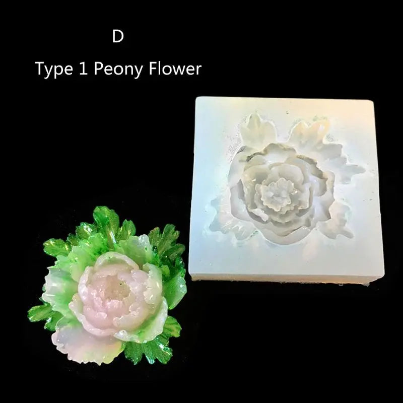 10 Styles 3D Flower Silicone Mold Resin Camellia Peony Daisy Lotus Flower Pendant Jewlery Making Tools Epoxy Resin Molds