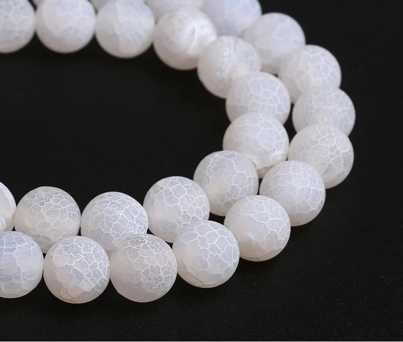 4-12mm Natural Matte Frost Cracked Agates Beads Dragon Veins Agates Loose Beads For Jewelry Making DIY Bracelets Various Colors