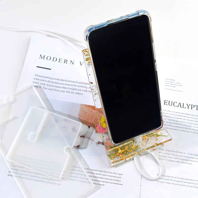 DIY Crystal Epoxy Resin Mold Simple Mobile Phone Holder Decoration Simple Universal Swing Table Silicone Mold