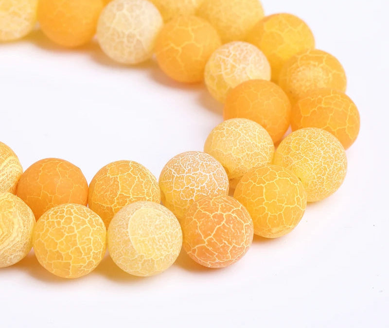 4-12mm Natural Matte Frost Cracked Agates Beads Dragon Veins Agates Loose Beads For Jewelry Making DIY Bracelets Various Colors