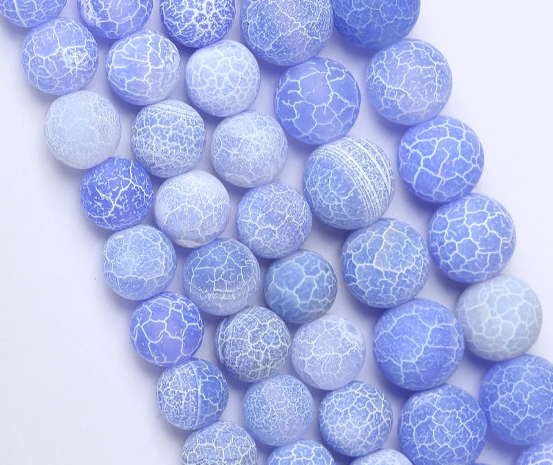 4-12mm Natural Matte Frost Cracked Agates Beads Dragon Veins Agates Loose Beads For Jewelry Making DIY Bracelets Various Colors