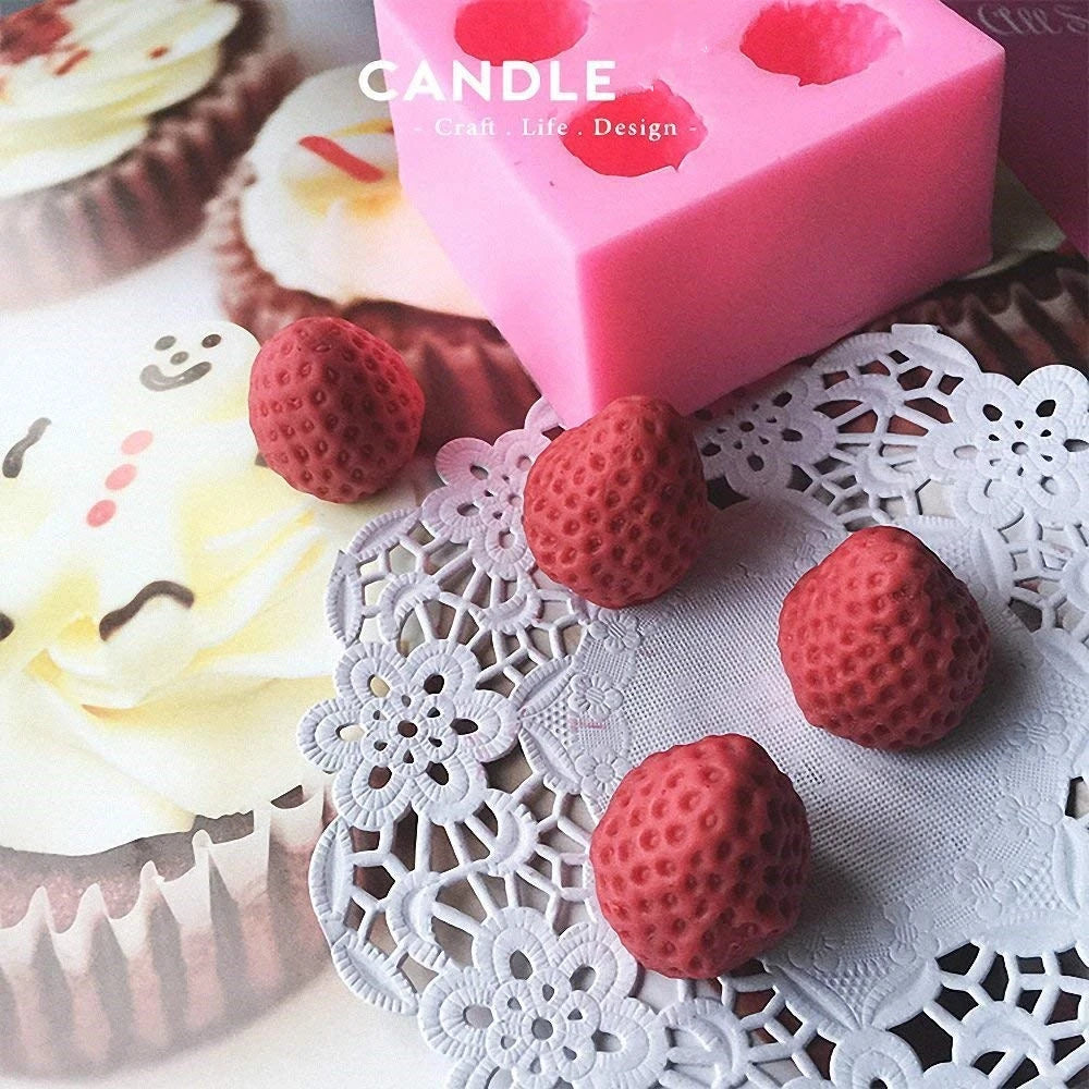 3D Candle Mold Mini Strawberry Raspberry Blueberry Tangerine Segment Fruit Fondant Soap Candle Mulberry Wax Melts silicone Molds