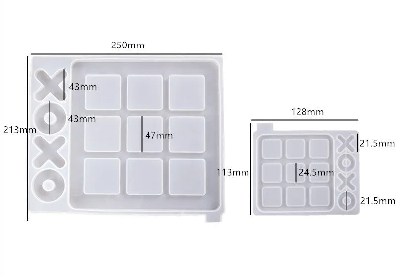 DIY Tic-tac-toe Crystal Epoxy Resin Mold OX Chess Game Mirror Silicone Mold