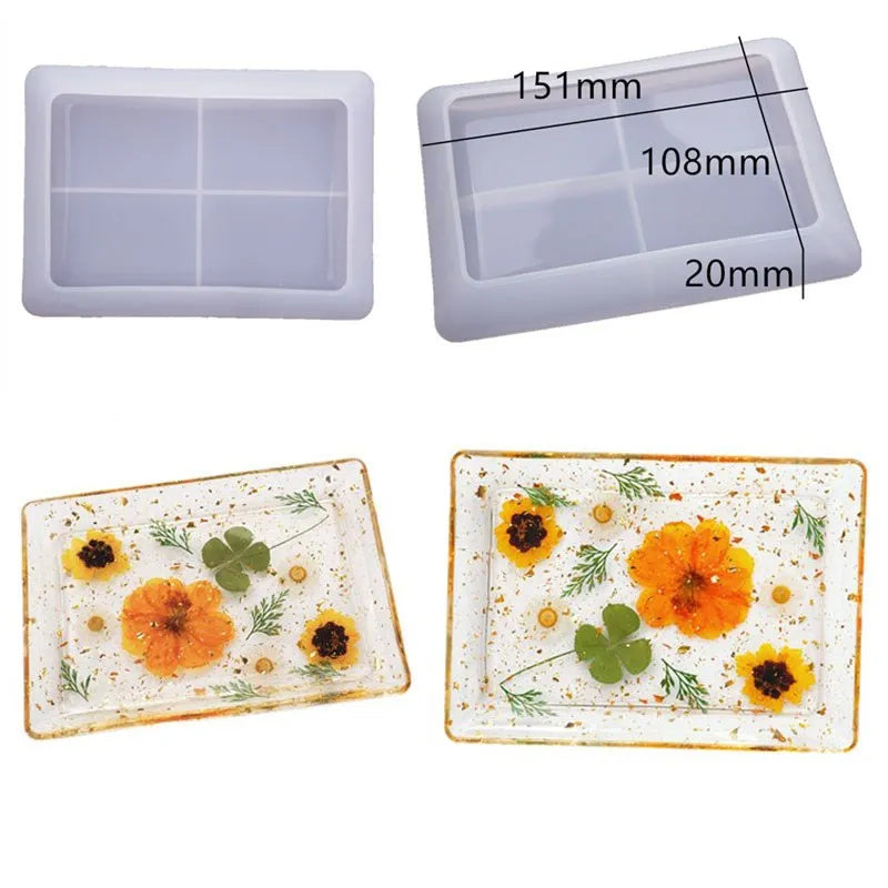 DIY Crystal Silicone Mold Three-layer Fruit Plate Tea Plate Disc Epoxy Resin Molds Cup Pad Mould For Resin Art Home Decoration