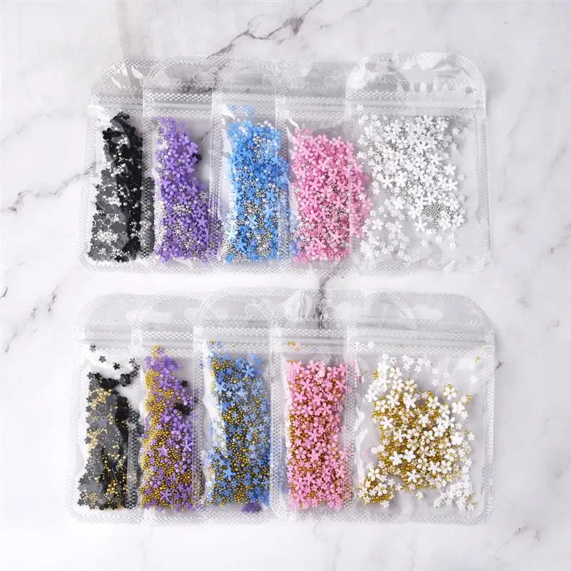 1pack Acrylic Flower Resin Filling For Epoxy Resin Mold Filler Nail Art Decoration Mixed Size Flower With Beads Jewelry Filling