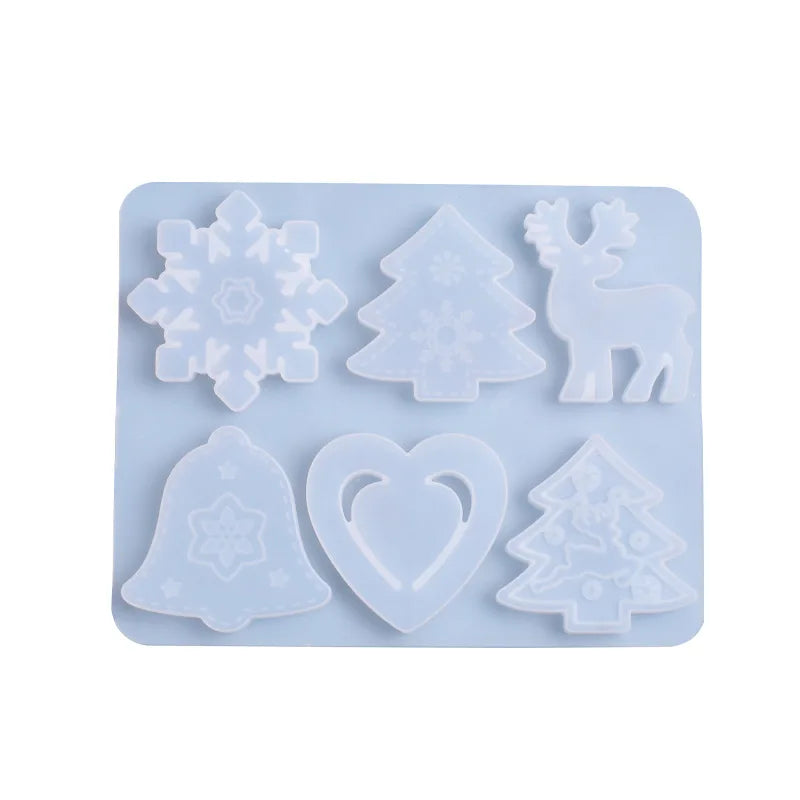 Christmas Mold DIY Resin Crystal Epoxy Mold Snowflake Elk Pendant Keychain Listing Jewelry Silicone Mold Set For Resin