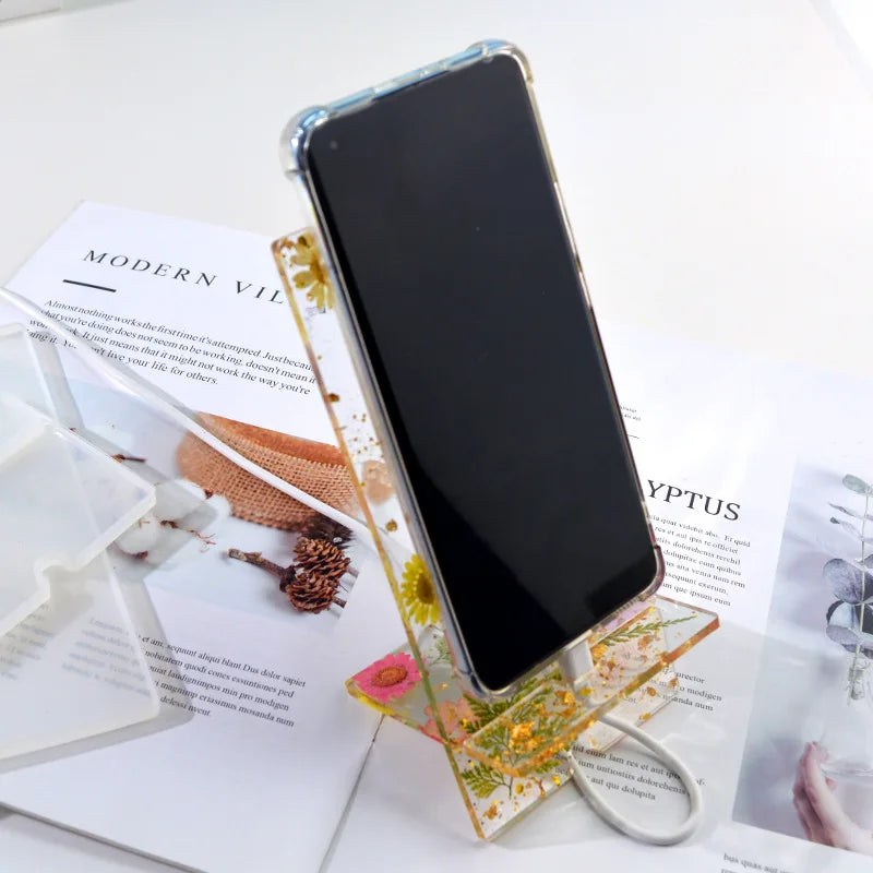 DIY Crystal Epoxy Resin Mold Simple Mobile Phone Holder Decoration Simple Universal Swing Table Silicone Mold