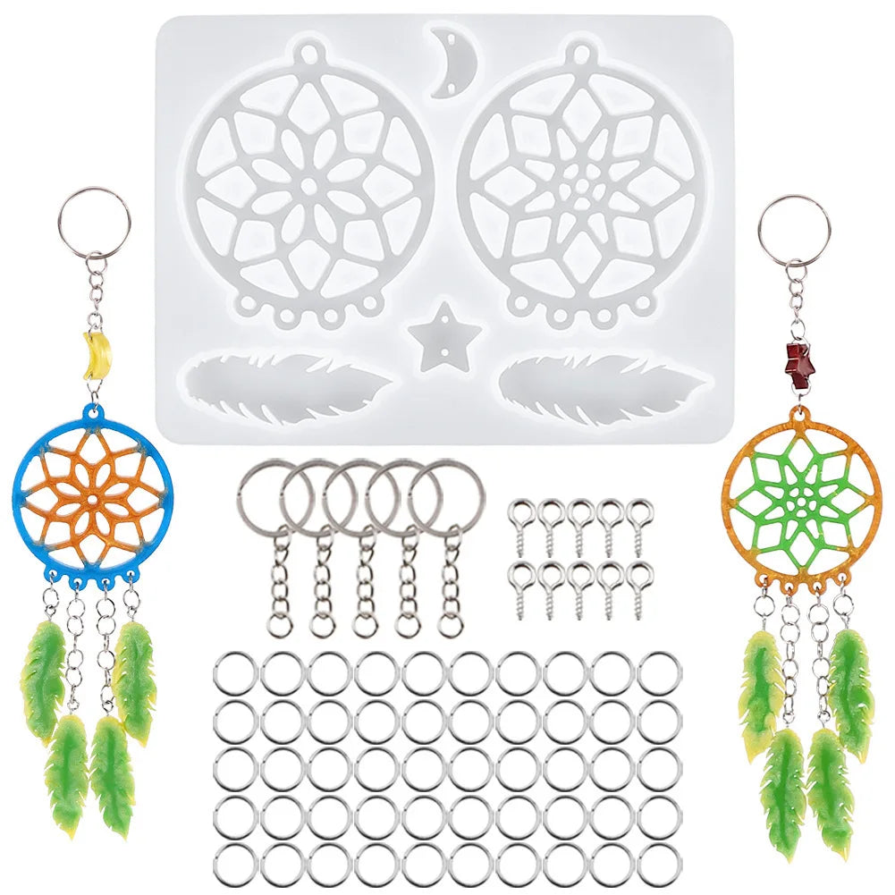 DIY Dreamcatcher Crystal Epoxy Resin Mold Pendant Earrings Silicone Mold For Jewelry Making