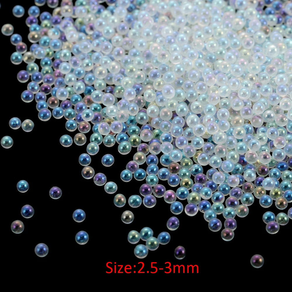 10/20g 0.4-3mm Mini Bubble Ball Beads Tiny Glass Bead Resin Filling for Silicone Mold UV Resin Epoxy Filler DIY Nail Art Decor