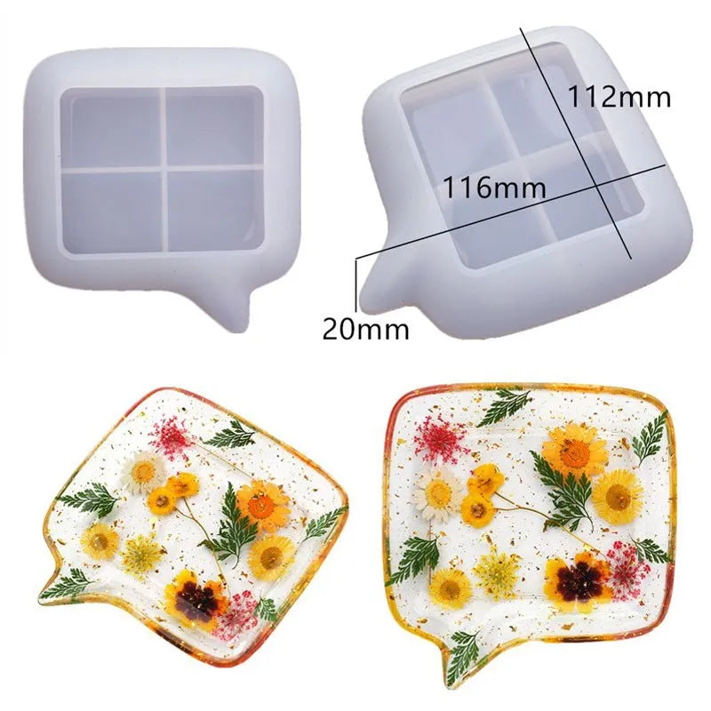 DIY Crystal Silicone Mold Three-layer Fruit Plate Tea Plate Disc Epoxy Resin Molds Cup Pad Mould For Resin Art Home Decoration