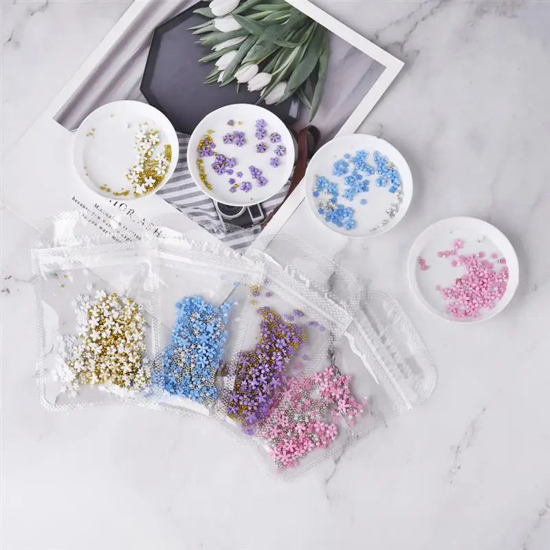 1pack Acrylic Flower Resin Filling For Epoxy Resin Mold Filler Nail Art Decoration Mixed Size Flower With Beads Jewelry Filling