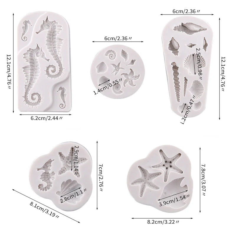 2021 New Sea Animal Mold DIY Seahorse Sea Star Shell Fudge DIY Chocolate Silicone Mold Cake Decor Accessories Epoxy Resin Mold