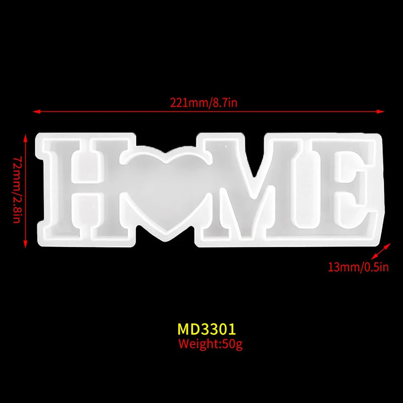 DIY English Word Combination Resin Mold HOME FAMILY LOVE Word Crystal Silicone Mold For Resin