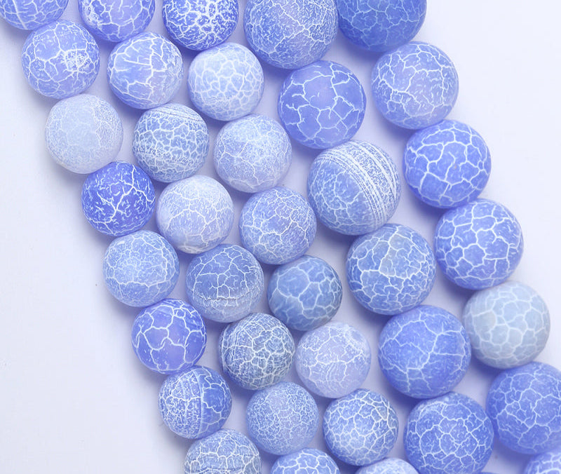 4-12mm Natural Matte Frost Cracked Agates Beads Dragon Veins Agates Loose Beads For Jewelry Making DIY Bracelets Various Colors