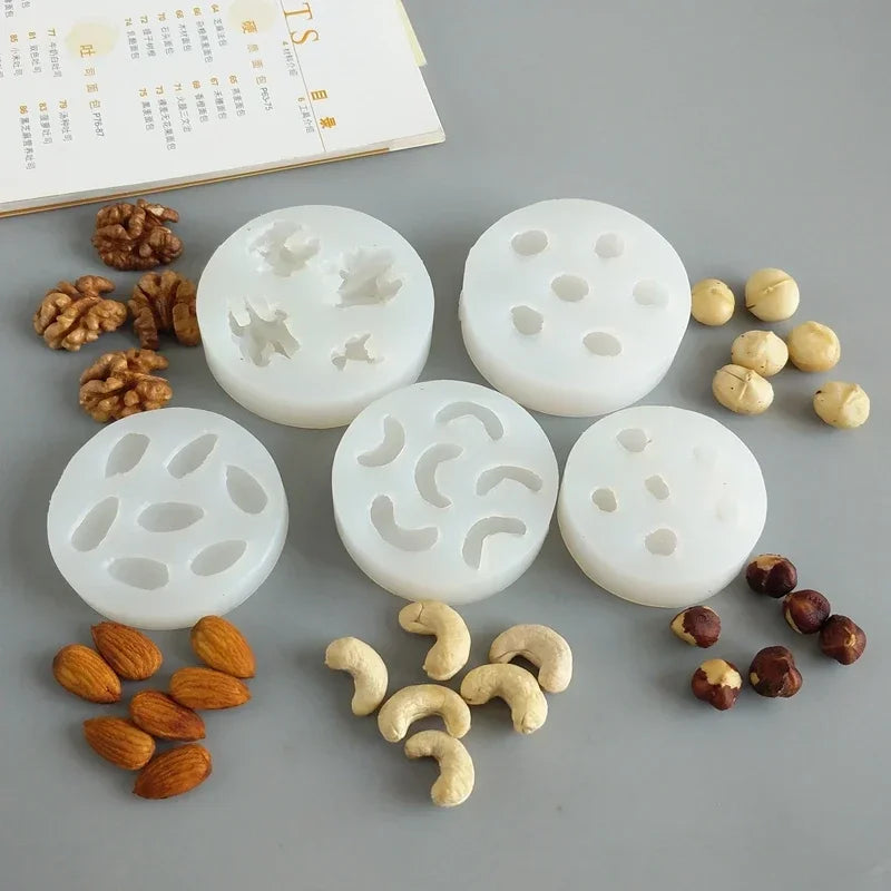 Creative 3D Nut Silicone Mold Walnut Almond Cashew Hazelnut Fondant Cake Chocolate Mold Cake Decoration Accessories Baking Tool