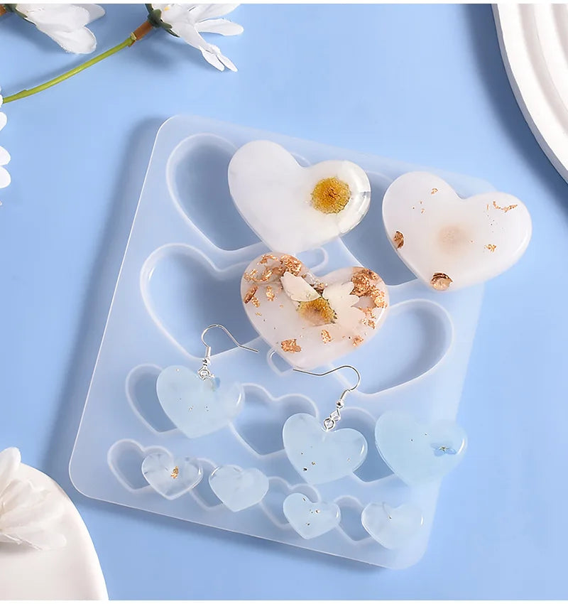 Earring Pendant Epoxy Resin Mold DIY Keychain Silicone Mold Jewelry Making Molds Heart Leaves Moon Charms Pendant Making Craft